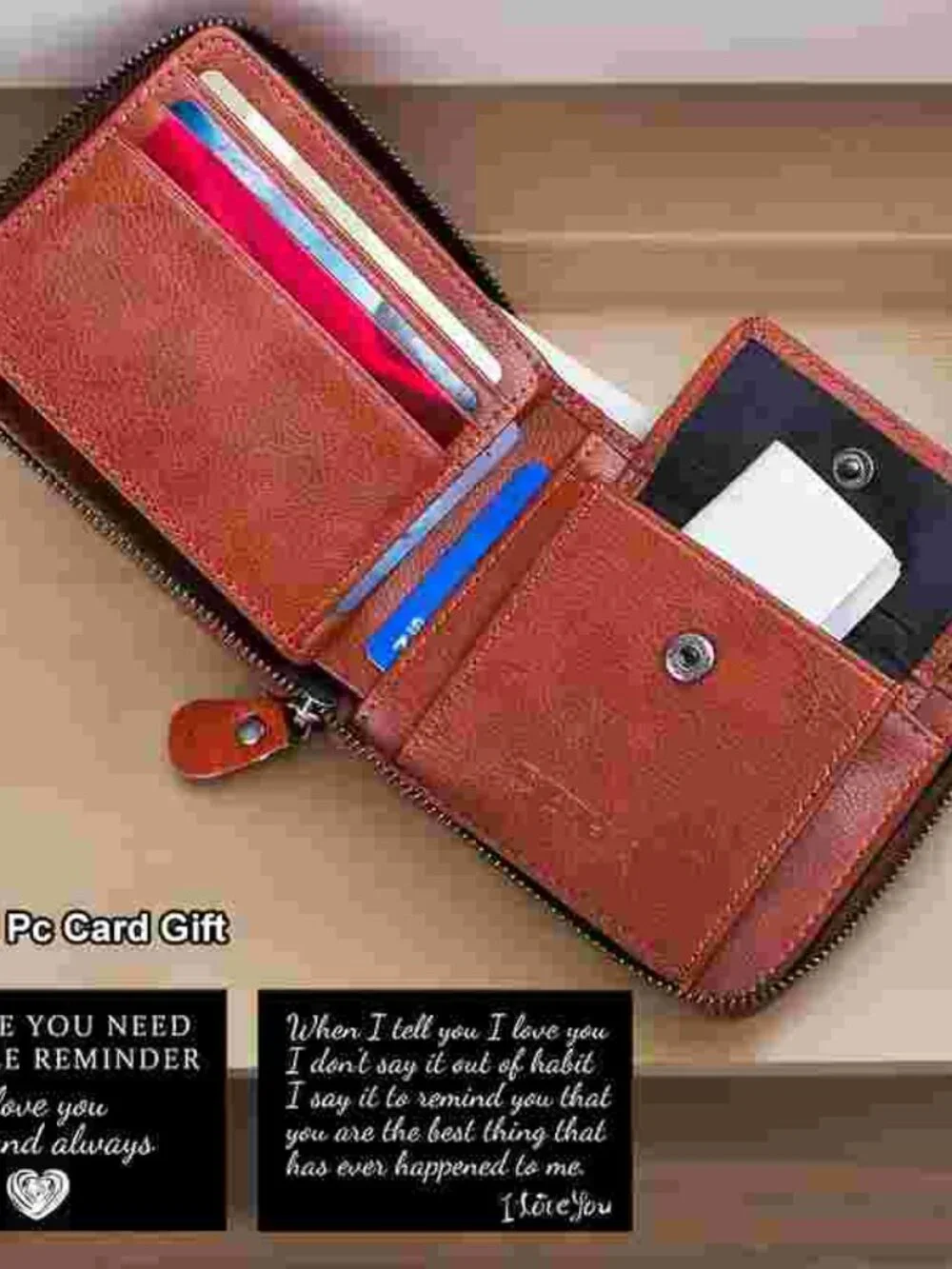 Genuine Leather Zipper Wallet Large Capacity Men's Bifold